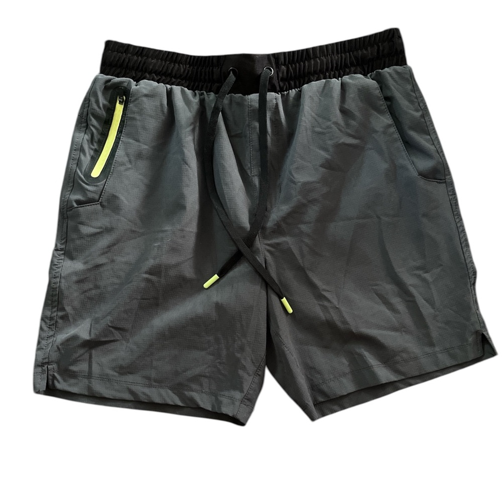 Avalanche Men's Athletic Shorts in Charcoal with Neon Yellow Accents